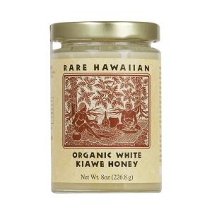 jar of rare hawaiian organic white kiawe honey