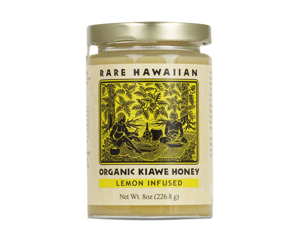 Jar of Rare Hawaiian Organic Kiawe Honey Infused with Lemon