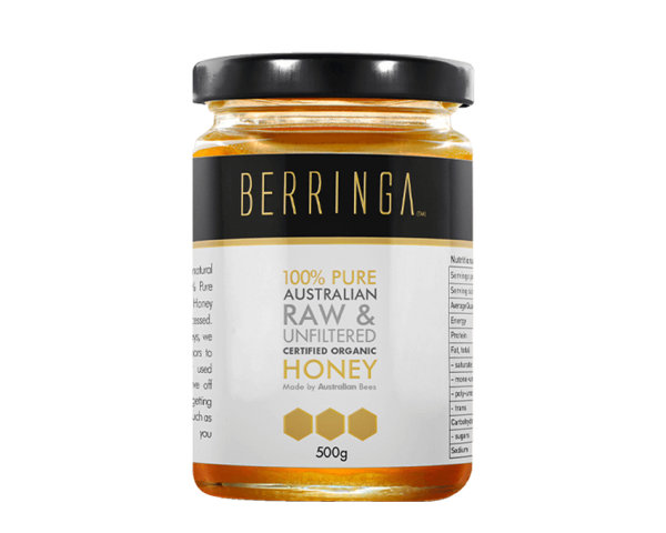 jar of pure australian raw and unfiltered certified organic honey