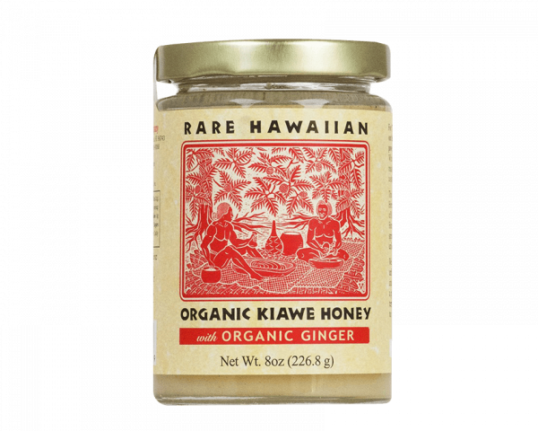 Jar of Rare Hawaiian Organic Kiawe Honey with Organic Ginger