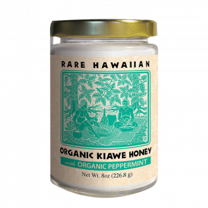 jar ofrare hawaiian organic kiawe honey with peppermint