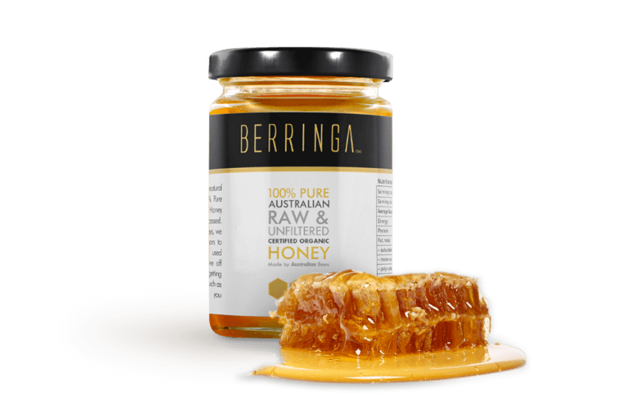 Pure Australian Raw and Unflitered Certified Organic Honey with Edible Honeycomb